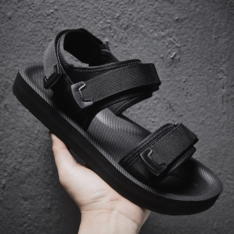 Men'S Shoes With Velcro - Sandali piatti regolabili per cinturini larghi