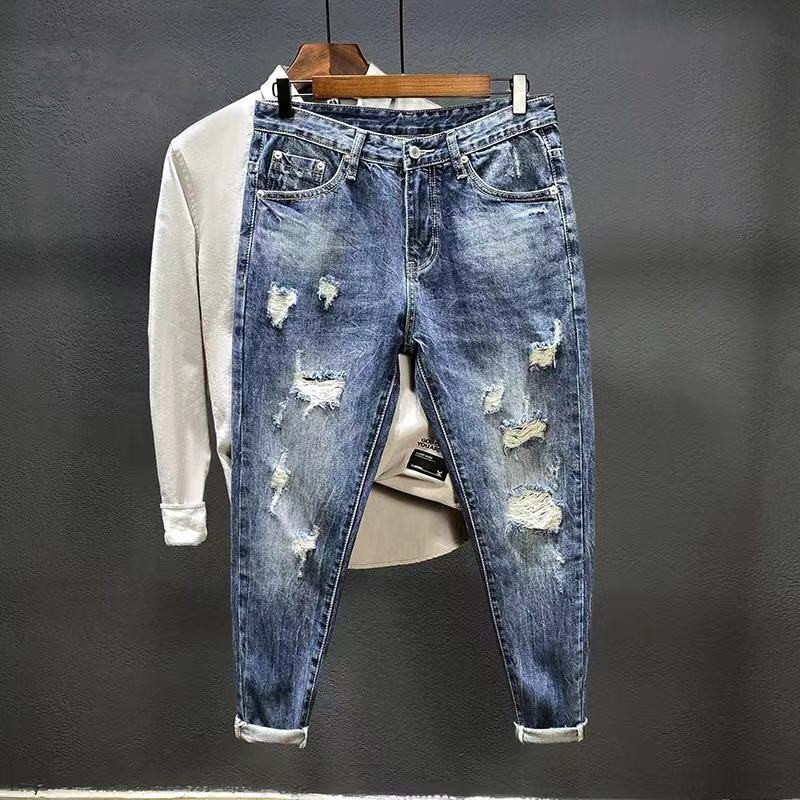 Men'S Shoes With Jeans - Jeans a nove punte con fori
