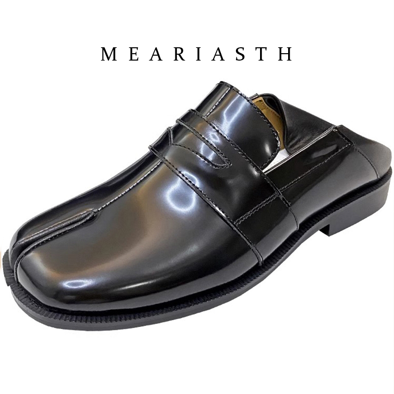 Men'S Shoes Wide Width - Scarpe Tabi Nere in Pelle Verniciata