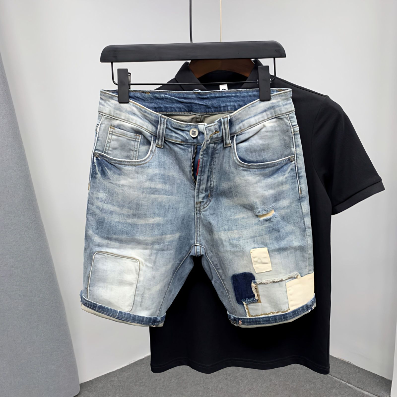 Men'S Shoes With Jeans - Pantaloncini di jeans maschili dritti Pantaloncini