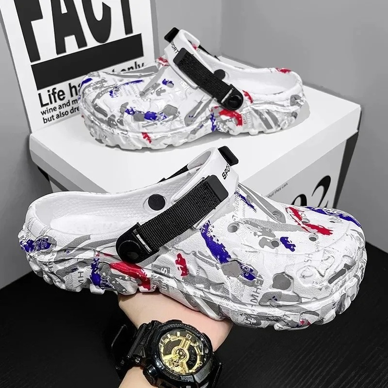 Men'S Shoes With Velcro - 1 Paio di Zoccoli Estivi Traspiranti