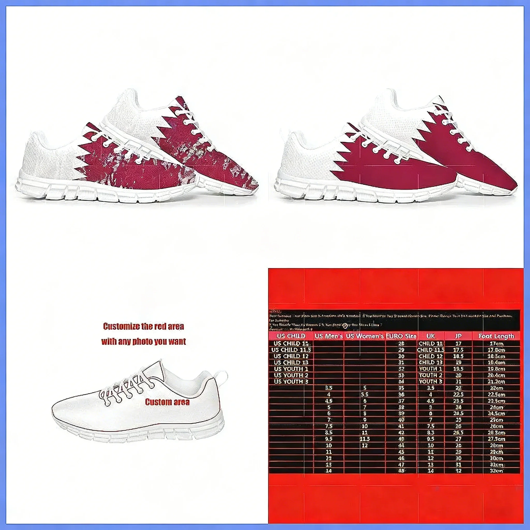 Men Shoes Qatar - Scarpe Sportive con Bandiera del Qatar,
